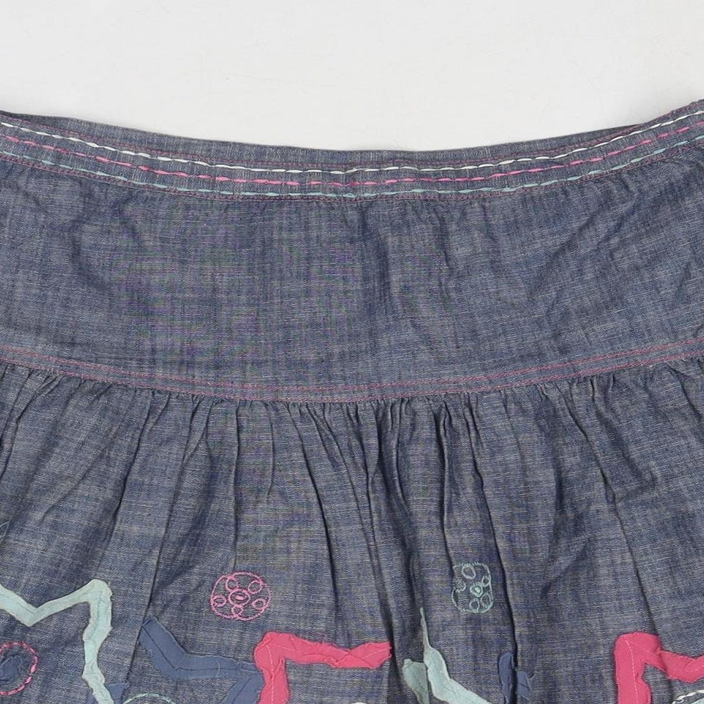 John Lewis Girls Blue Geometric Cotton Skater Skirt Size 12 Years Regular Zip