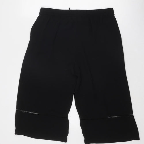 Zara Womens Black Polyacrylate Fibre Cropped Trousers Size L Regular Drawstring