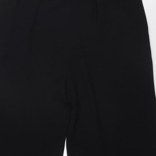 Zara Womens Black Polyacrylate Fibre Cropped Trousers Size L Regular Drawstring