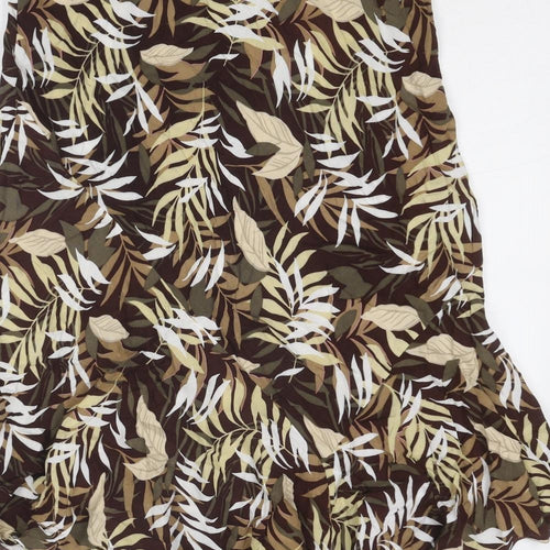 Bonmarché Womens Brown Geometric Viscose Swing Skirt Size 14 - Leaf Pattern
