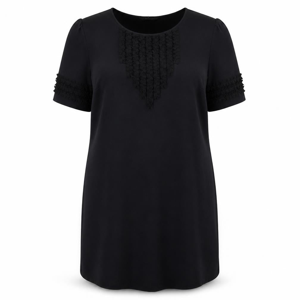 Front view of Autograph women’s black polyester a-line, size UK 14, round neck zip