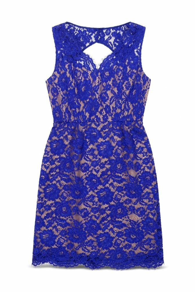 Front view of Oasis women’s blue polyamide shift, size UK 14, v-neck zip