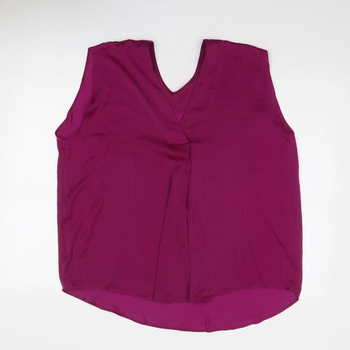 Marks and Spencer Womens Purple Polyester Basic Tank Size 20 V-Neck