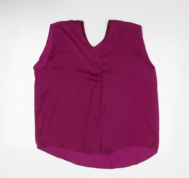 Marks and Spencer Womens Purple Polyester Basic Tank Size 20 V-Neck
