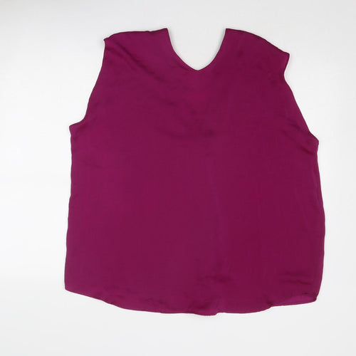 Marks and Spencer Womens Purple Polyester Basic Tank Size 20 V-Neck