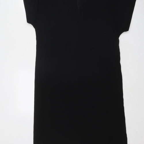 Topshop Womens Black Polyester T-Shirt Dress Size 8 V-Neck Pullover