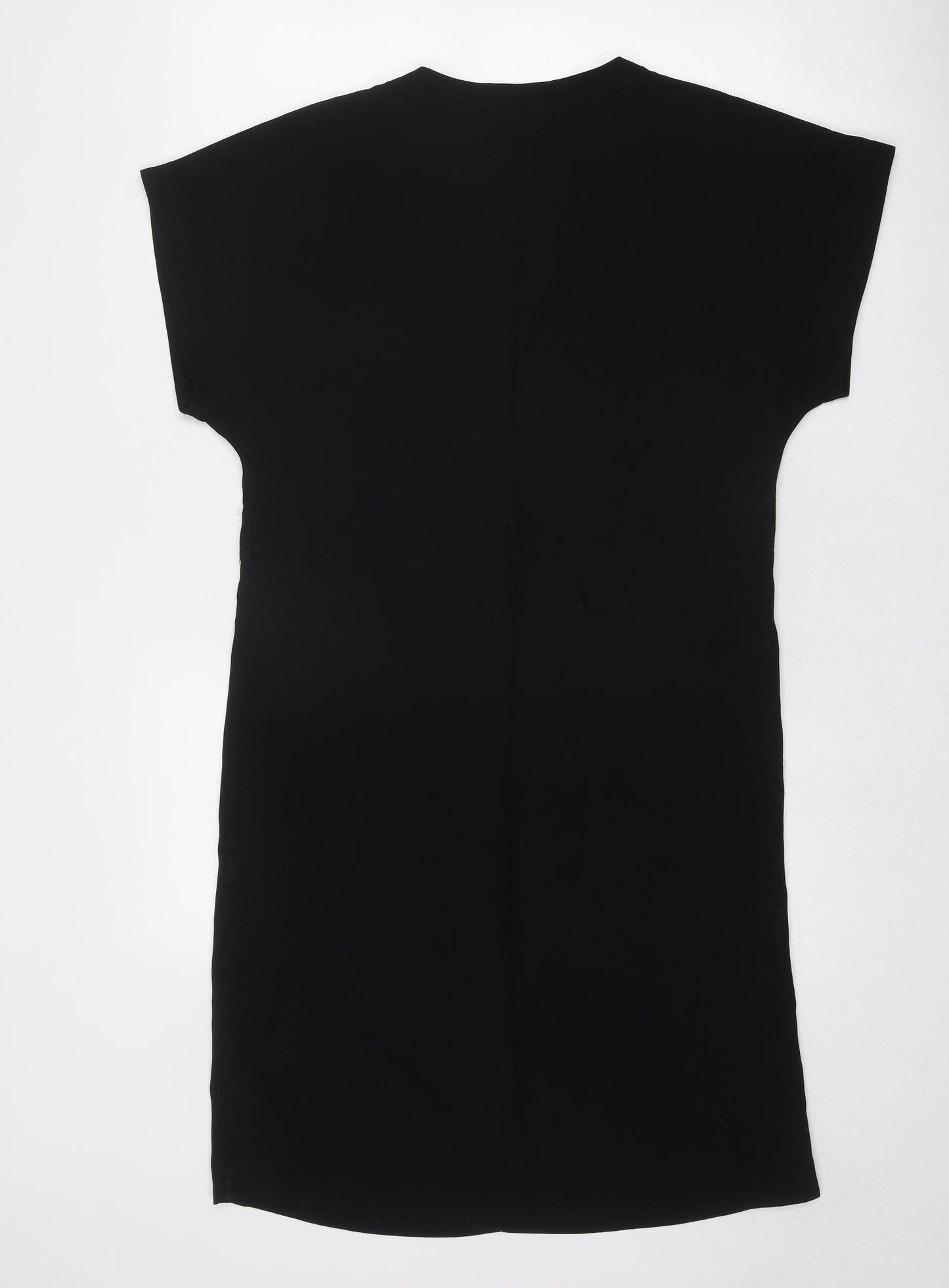 Topshop Womens Black Polyester T-Shirt Dress Size 8 V-Neck Pullover