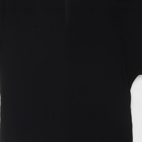 Topshop Womens Black Polyester T-Shirt Dress Size 8 V-Neck Pullover