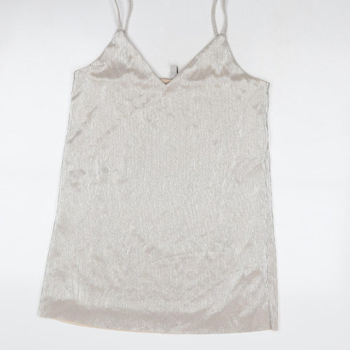 Divided by H&M Womens Silver Polyester Mini Size M V-Neck Pullover - Metallic
