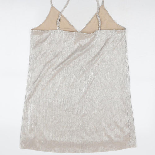 Divided by H&M Womens Silver Polyester Mini Size M V-Neck Pullover - Metallic