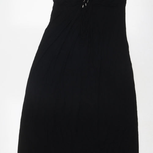 Karen Millen Womens Black Viscose Maxi Size 10 Halter Buckle - Front Detail