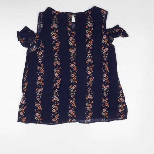 Dorothy Perkins Womens Blue Floral Viscose Basic Tank Size 16 Round Neck - Cold Shoulder