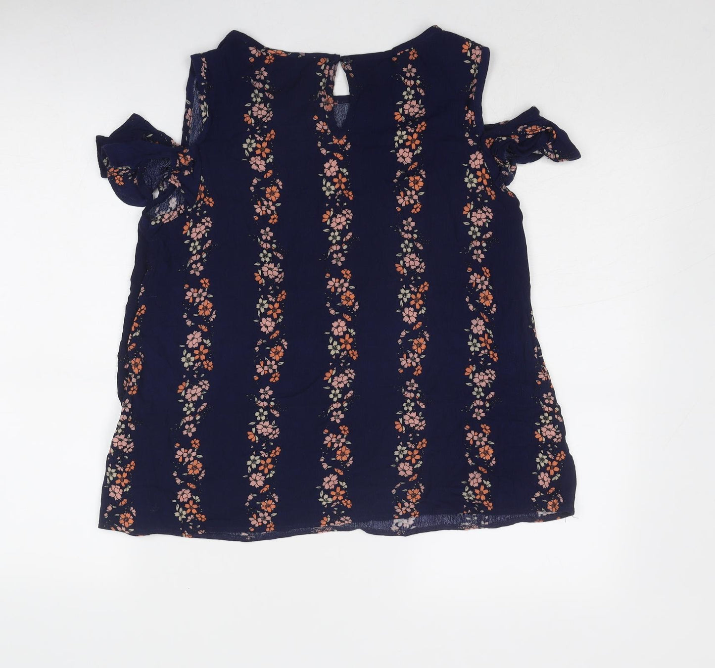 Dorothy Perkins Womens Blue Floral Viscose Basic Tank Size 16 Round Neck - Cold Shoulder