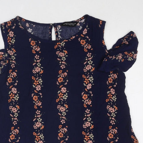 Dorothy Perkins Womens Blue Floral Viscose Basic Tank Size 16 Round Neck - Cold Shoulder