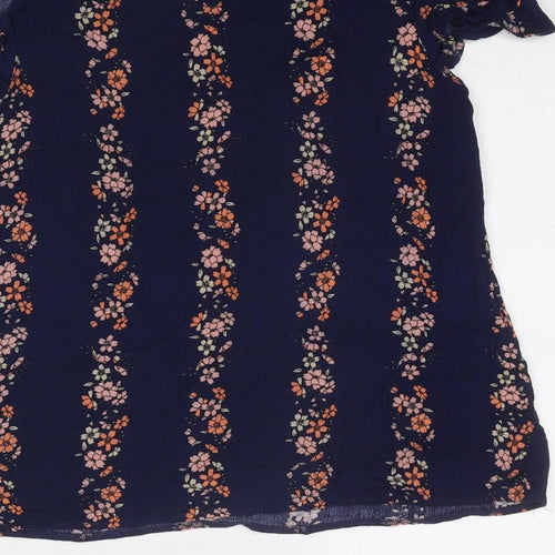 Dorothy Perkins Womens Blue Floral Viscose Basic Tank Size 16 Round Neck - Cold Shoulder