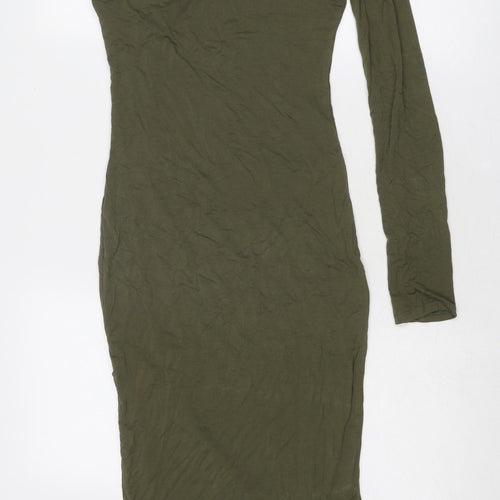 Bear Dance Womens Green Viscose Bodycon Size S One Shoulder Pullover