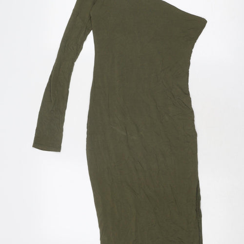 Bear Dance Womens Green Viscose Bodycon Size S One Shoulder Pullover