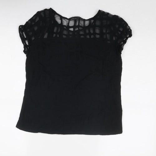 Betty Jackson Womens Black Viscose Basic T-Shirt Size 8 Roll Neck