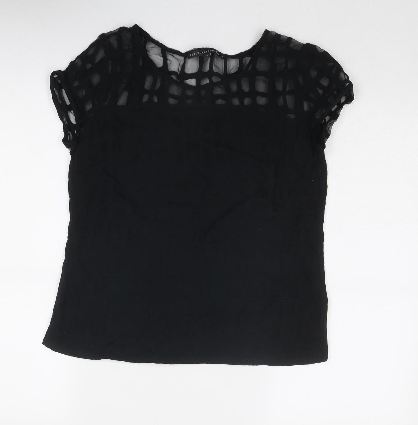 Betty Jackson Womens Black Viscose Basic T-Shirt Size 8 Roll Neck