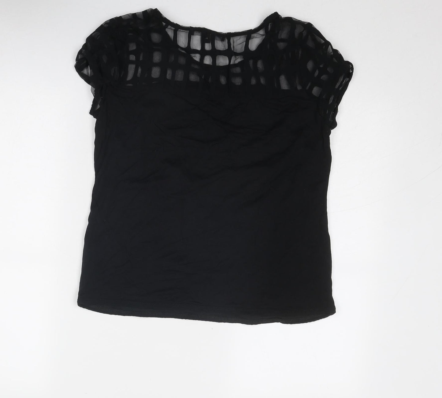 Betty Jackson Womens Black Viscose Basic T-Shirt Size 8 Roll Neck