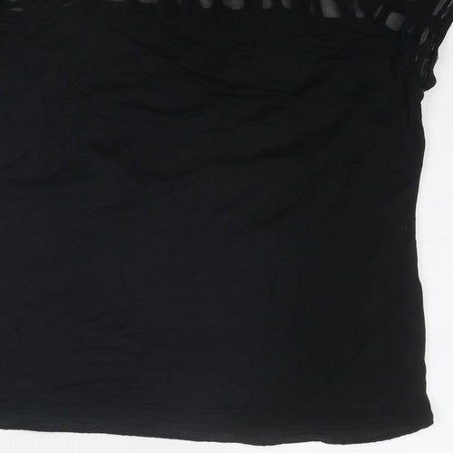 Betty Jackson Womens Black Viscose Basic T-Shirt Size 8 Roll Neck