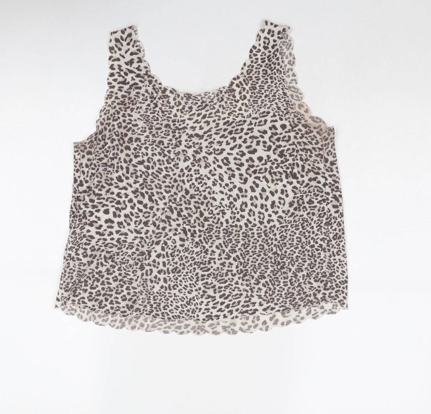 Internacionale Womens Grey Animal Print Polyester Basic Tank Size 10 Round Neck - Leopard Pattern