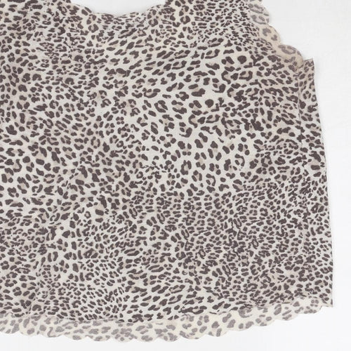 Internacionale Womens Grey Animal Print Polyester Basic Tank Size 10 Round Neck - Leopard Pattern