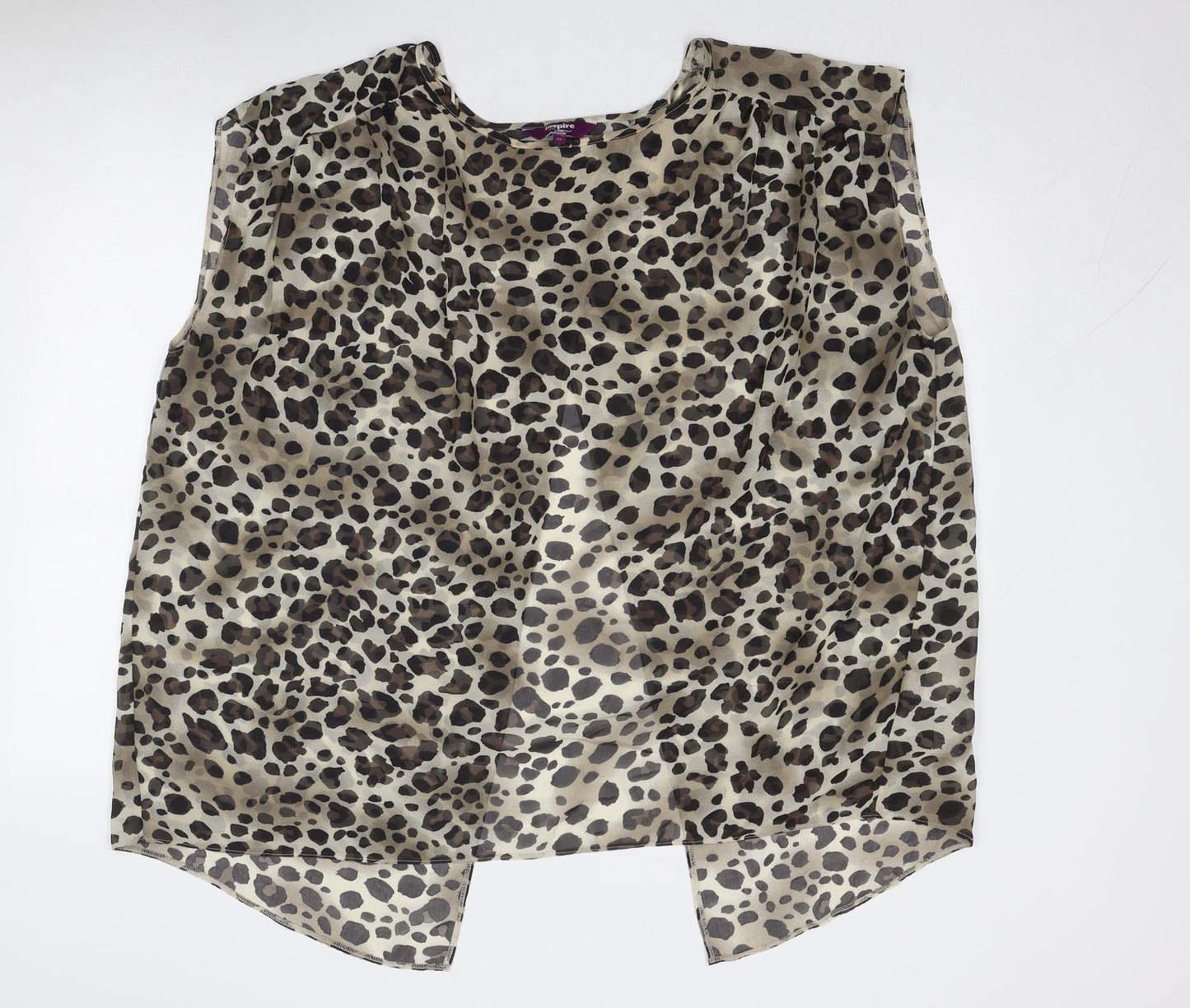 New Look Womens Brown Animal Print Polyester Basic Blouse Size 24 Round Neck - Leopard Pattern