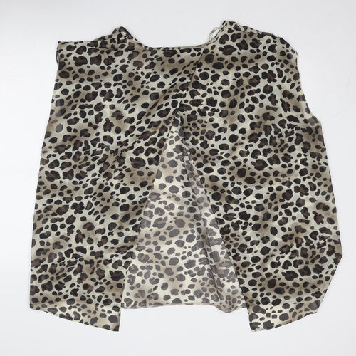New Look Womens Brown Animal Print Polyester Basic Blouse Size 24 Round Neck - Leopard Pattern