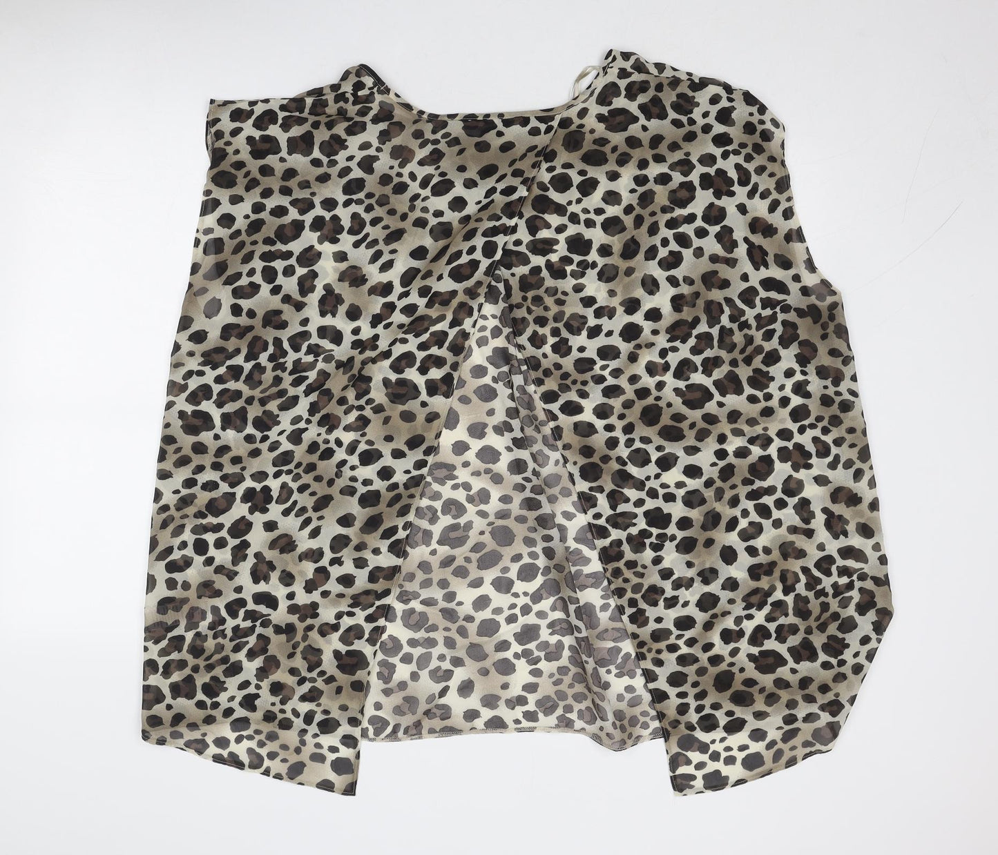 New Look Womens Brown Animal Print Polyester Basic Blouse Size 24 Round Neck - Leopard Pattern