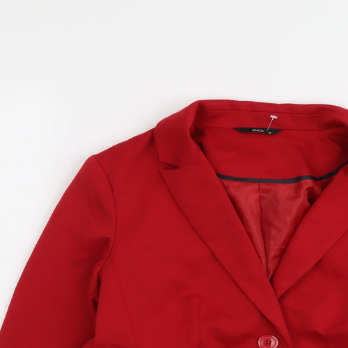 M&Co Womens Red Polyester Jacket Blazer Size 10