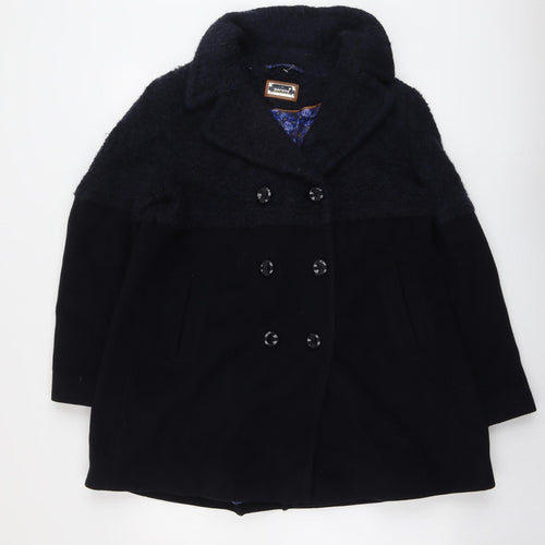 Per Una Womens Blue Pea Coat Coat Size 14 Button