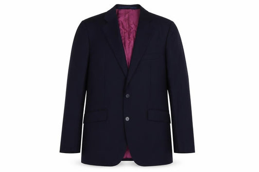 Front view of Mangas men’s blue polyester jacket suit jacket, size 40, regular