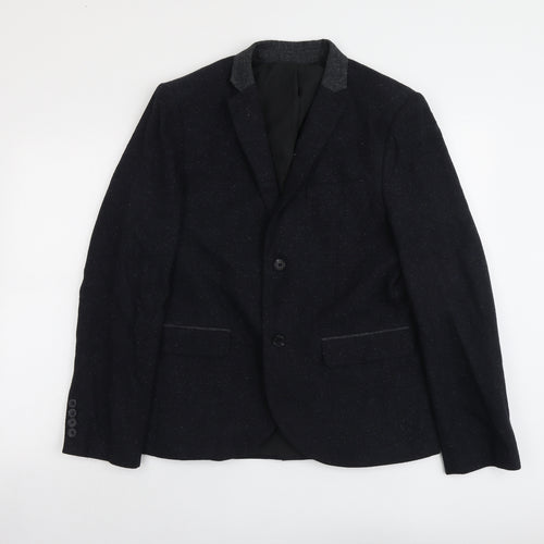 Topman Mens Blue Acrylic Jacket Suit Jacket Size 40 Regular