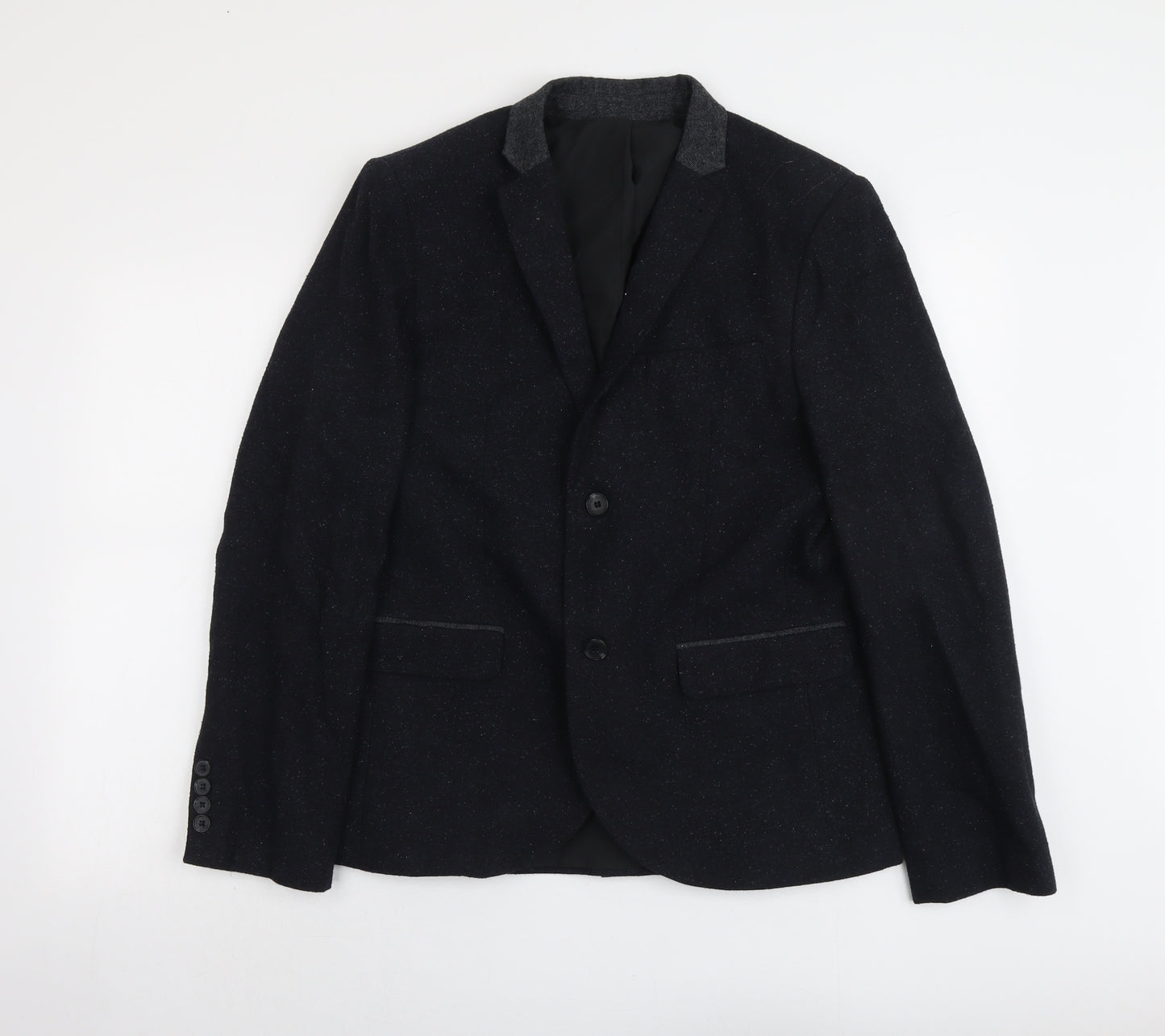 Topman Mens Blue Acrylic Jacket Suit Jacket Size 40 Regular