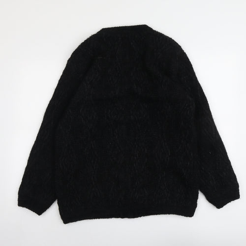 Emos Womens Black Geometric Jacket Coatigan Size 10 Button