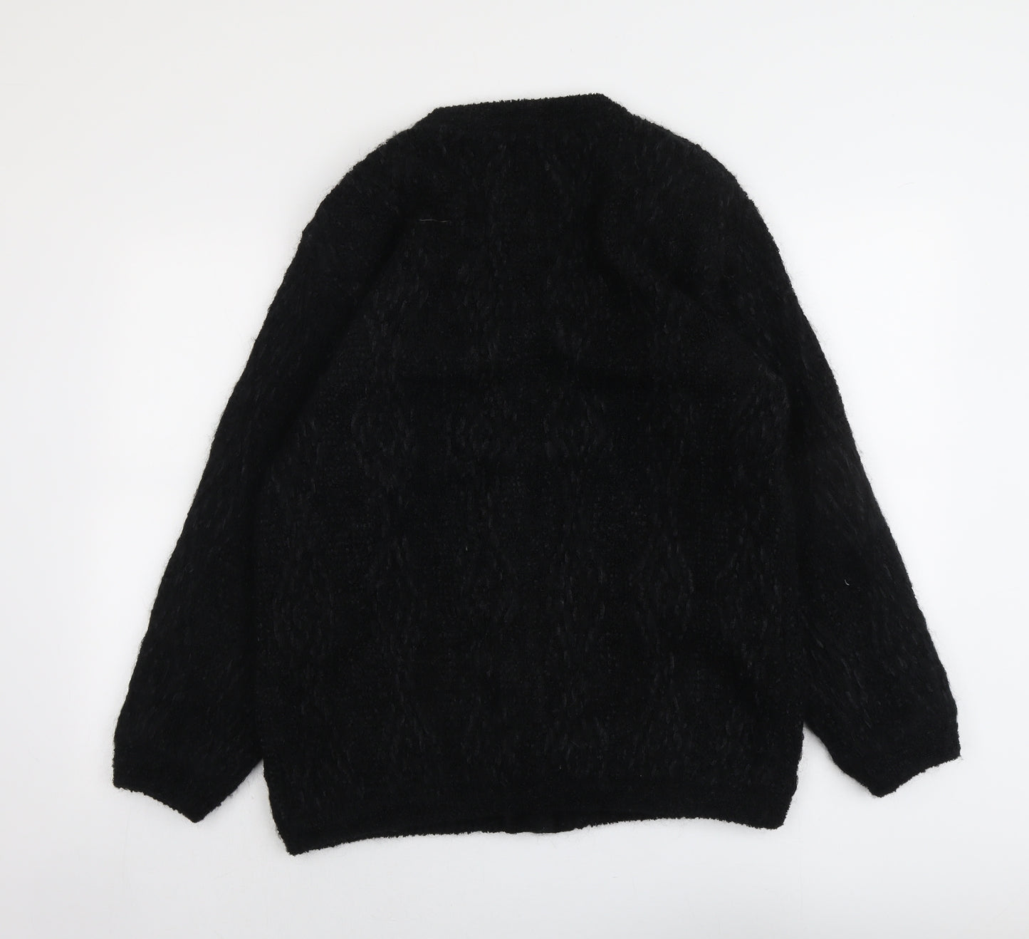 Emos Womens Black Geometric Jacket Coatigan Size 10 Button