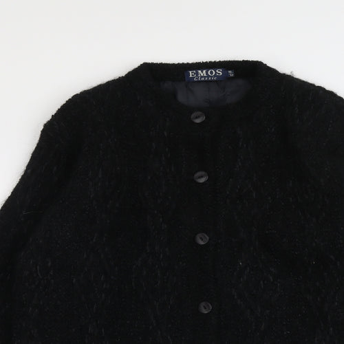 Emos Womens Black Geometric Jacket Coatigan Size 10 Button