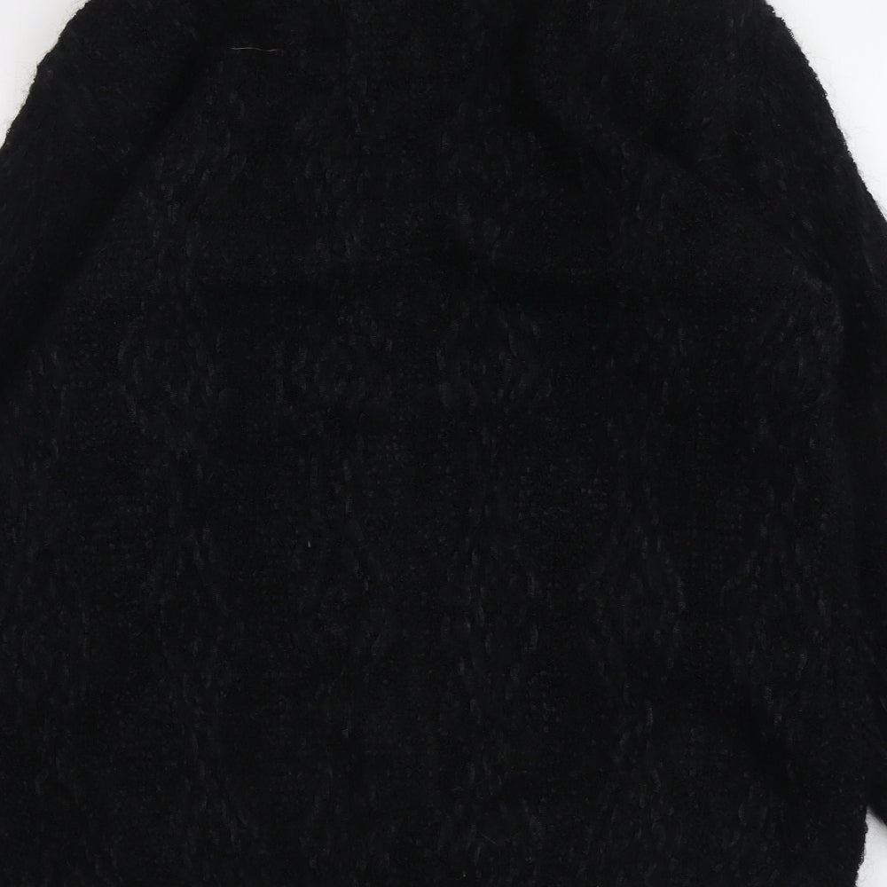 Emos Womens Black Geometric Jacket Coatigan Size 10 Button