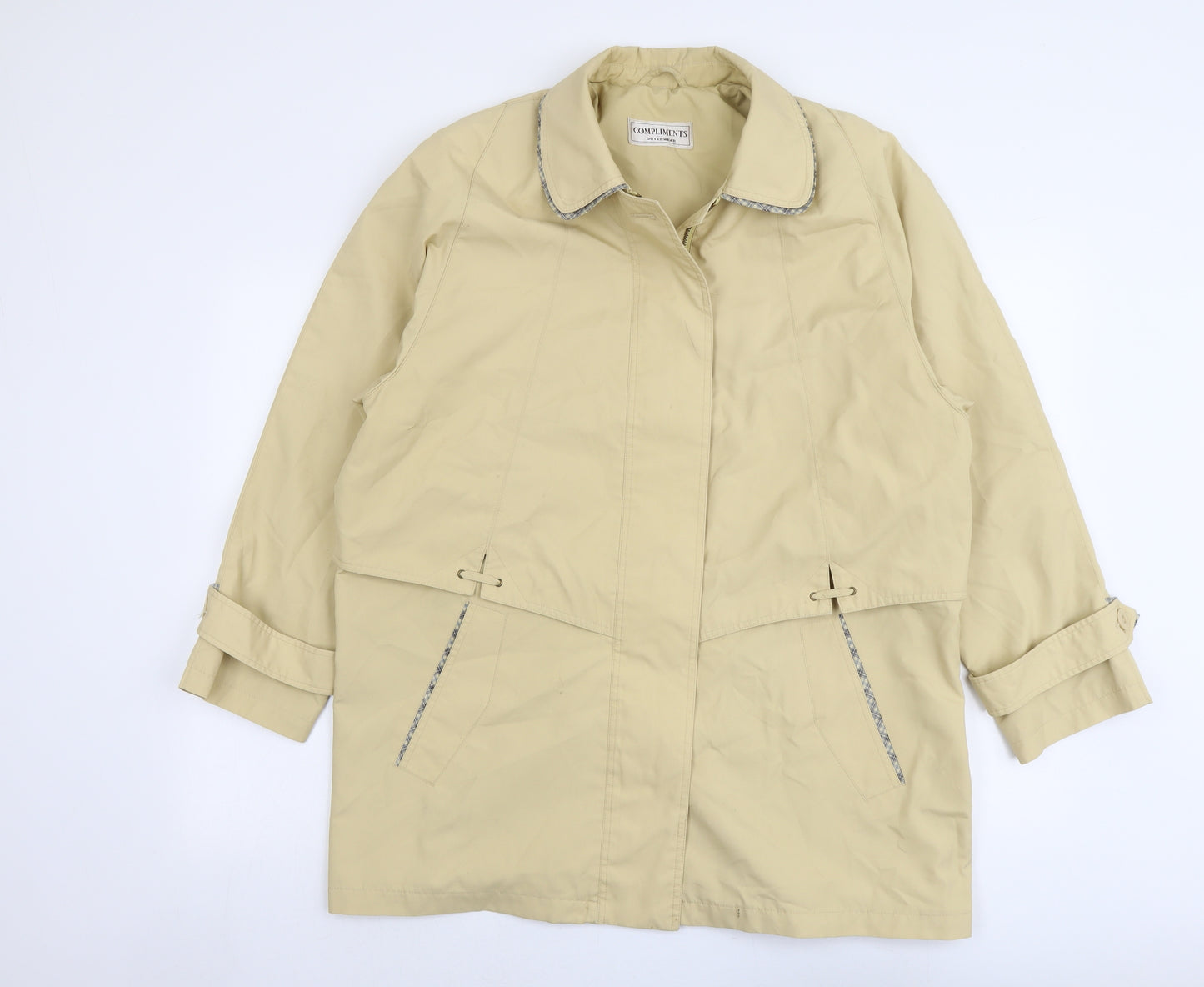 Compliments Womens Beige Jacket Size 16 Zip