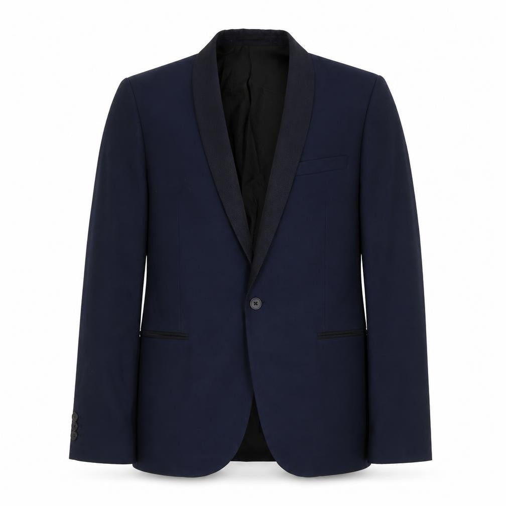 Front view of Next men’s blue polyester jacket suit jacket, size 40, regular