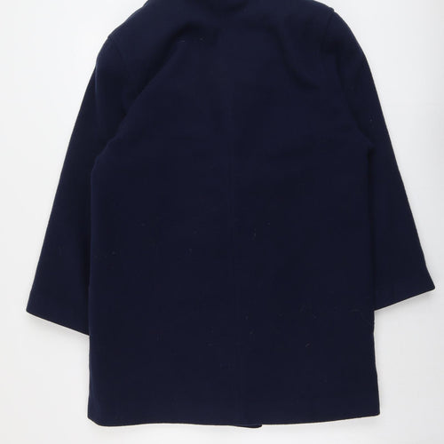 NuAge Womens Blue Pea Coat Coat Size 12 Button