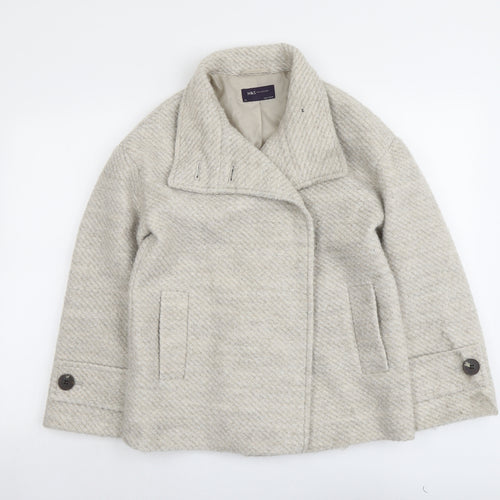 Marks and Spencer Womens Beige Jacket Size S Button - Textured