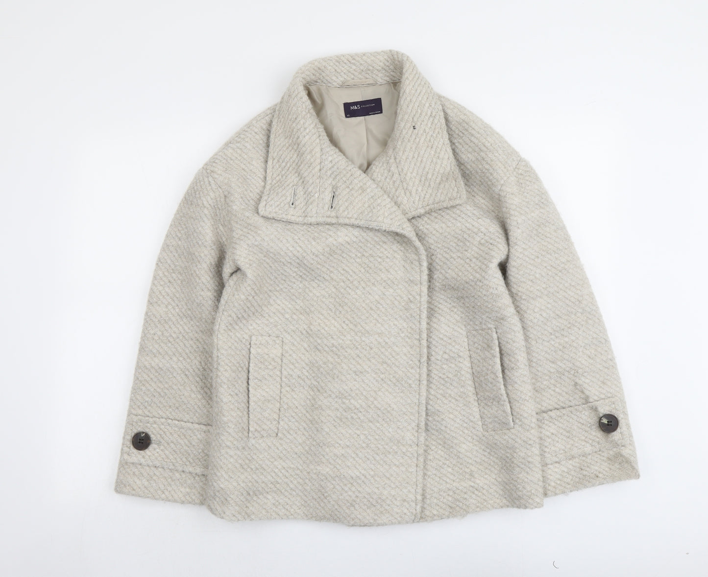 Marks and Spencer Womens Beige Jacket Size S Button - Textured
