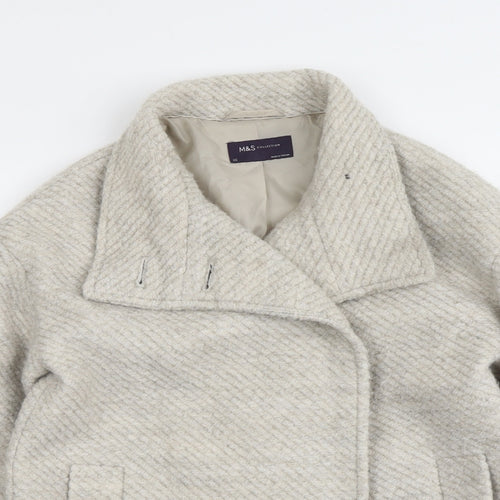 Marks and Spencer Womens Beige Jacket Size S Button - Textured