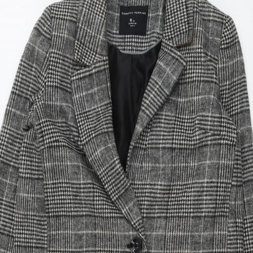 Dorothy Perkins Womens Grey Plaid Jacket Blazer Size 8 Button