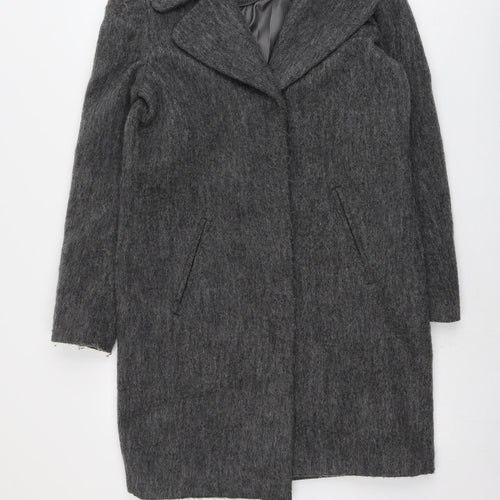 VILA Womens Grey Overcoat Coat Size XS Button