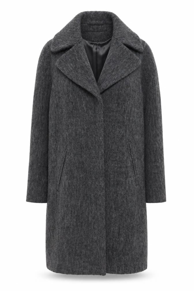 Front view of VILA women’s grey overcoat coat, size XS, button