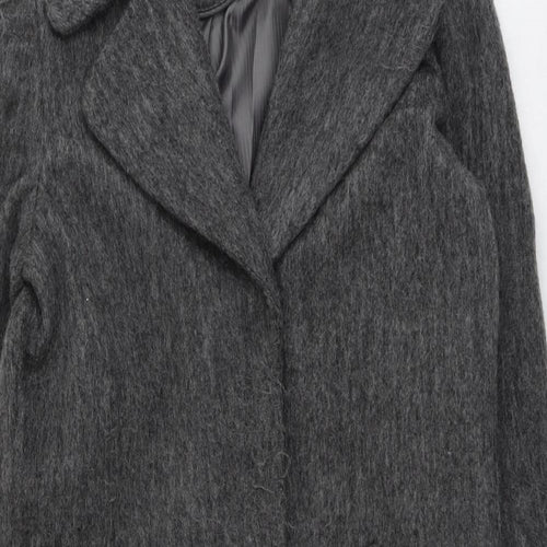 VILA Womens Grey Overcoat Coat Size XS Button