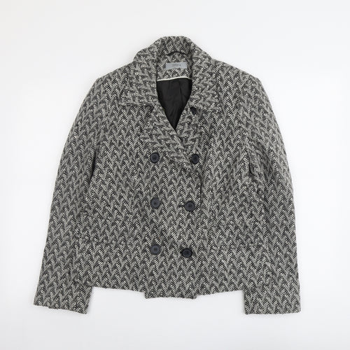 Marks and Spencer Womens Grey Geometric Jacket Blazer Size 16 Button